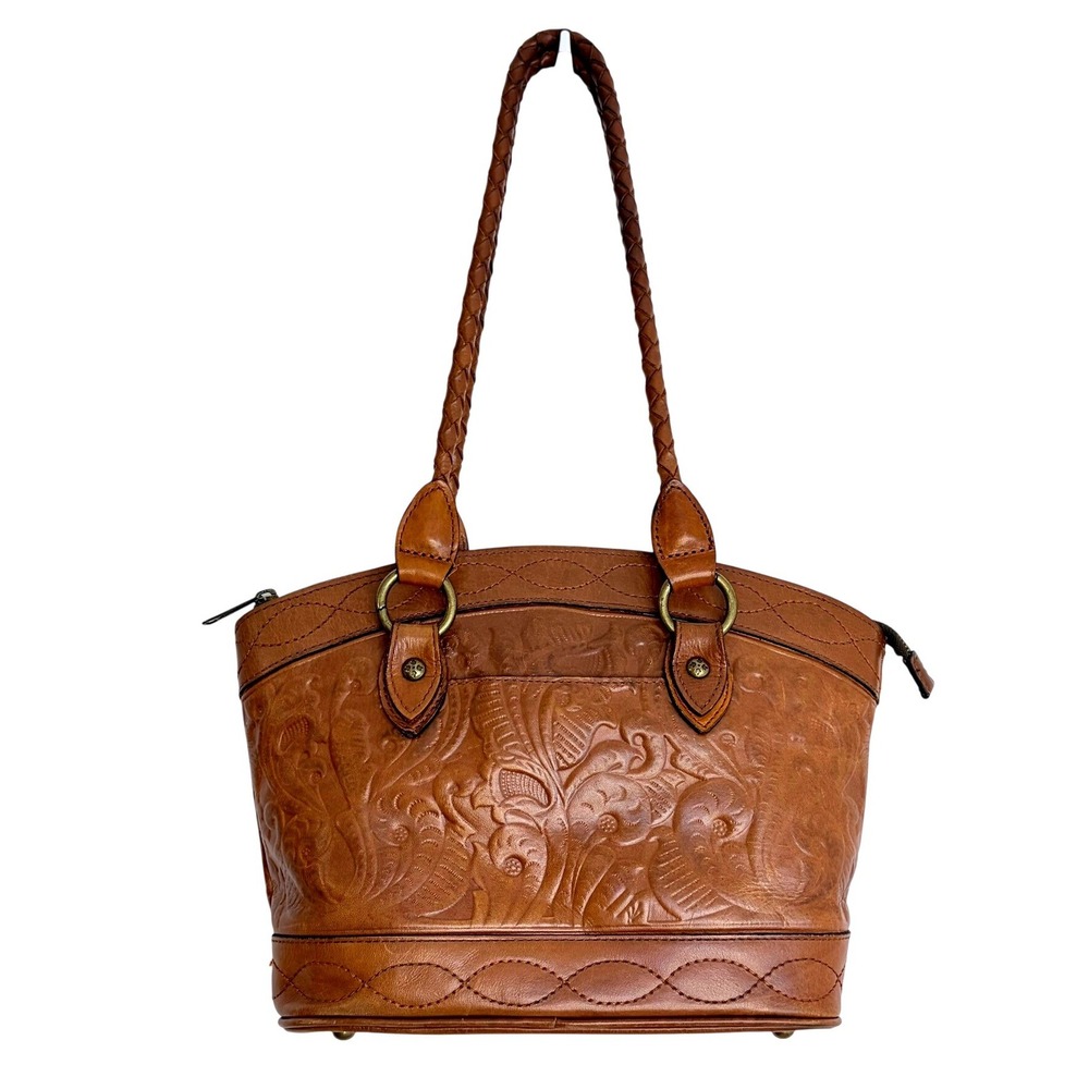 Patricia Nash Tooled Leather Tote Womens Medium Tan Brown Floral Western